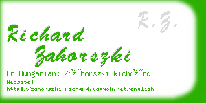 richard zahorszki business card